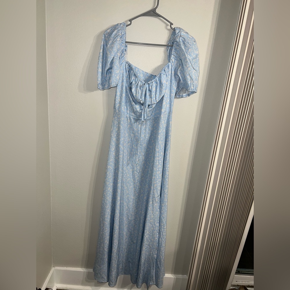 Light Blue Floral Maxi Dress